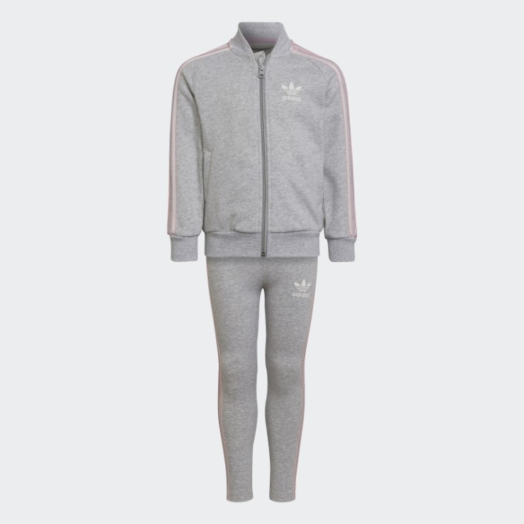 Chándal Gris Claro Jaspeado De Adidas Con 3 Rayas