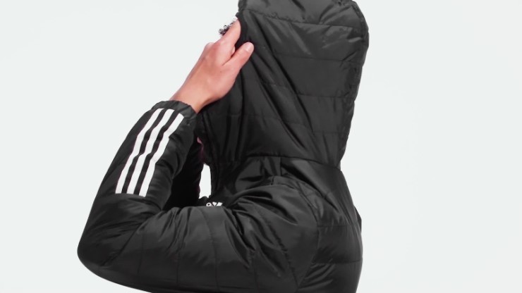 Chamarra Ligera Negra Con Capucha Itavic 3 Rayas Adidas