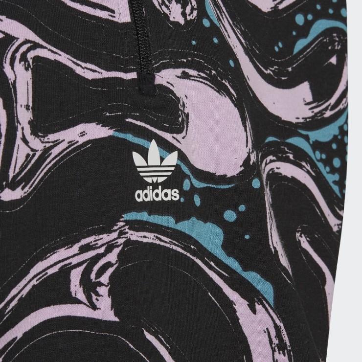 Sudadera Corta Con Media Cremallera Y Estampado Completo De Adidas En Negro