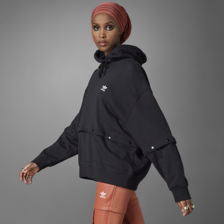 Adidas Sudadera Con Capucha Negra Always Original Con Botones A Presión