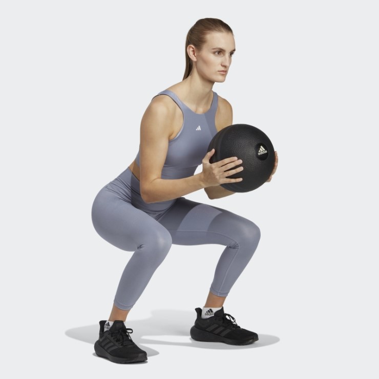 Leggings 7/8 Adidas Optime Training Shine Violeta Plateado