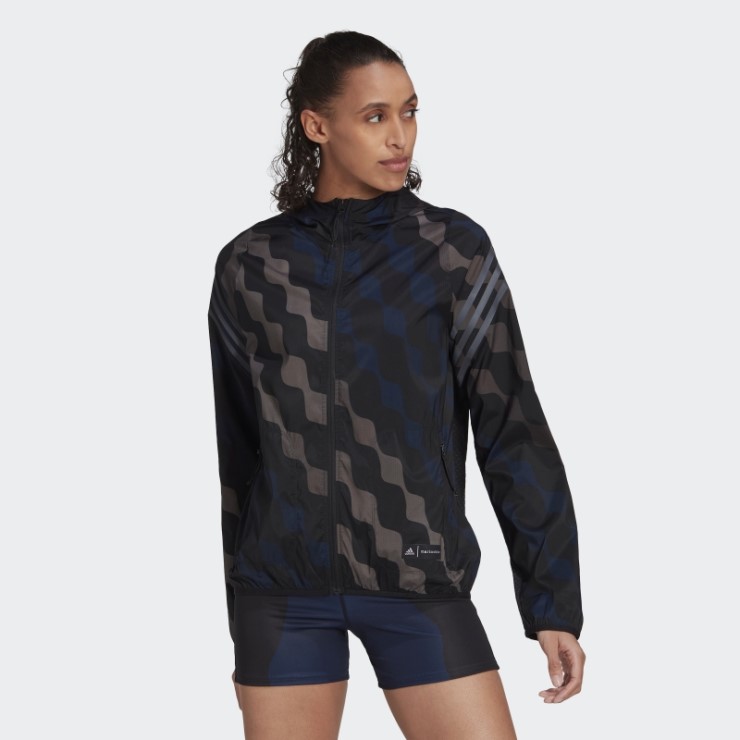 Adidas Marimekko Run Icons 3-stripes Hooded Running Cortavientos Negro