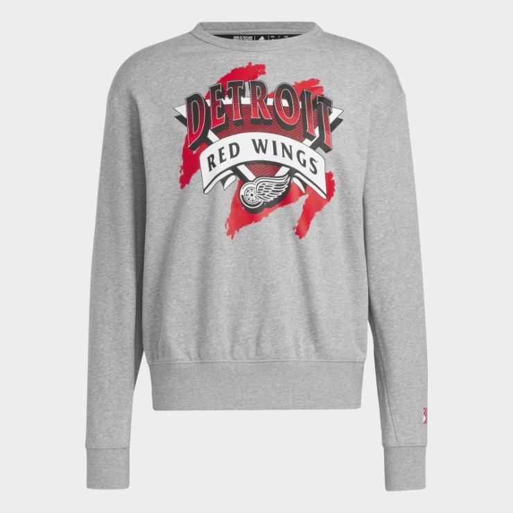 Adidas Sudadera Gris Medio Con Alas Rojas Vintage