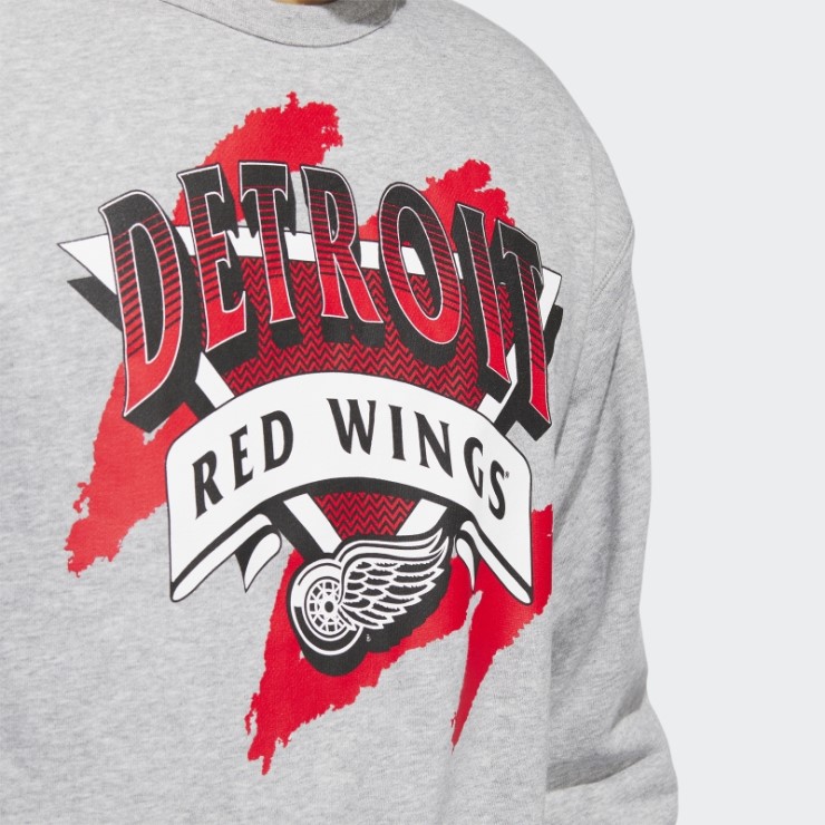 Adidas Sudadera Gris Medio Con Alas Rojas Vintage