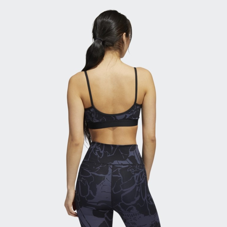 Sujetador Ligero Con Estampado De Flores Adidas Azul Marino