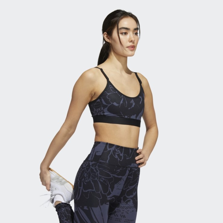 Sujetador Ligero Con Estampado De Flores Adidas Azul Marino