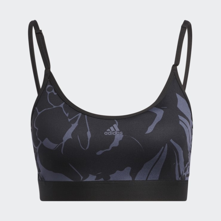 Sujetador Ligero Con Estampado De Flores Adidas Azul Marino