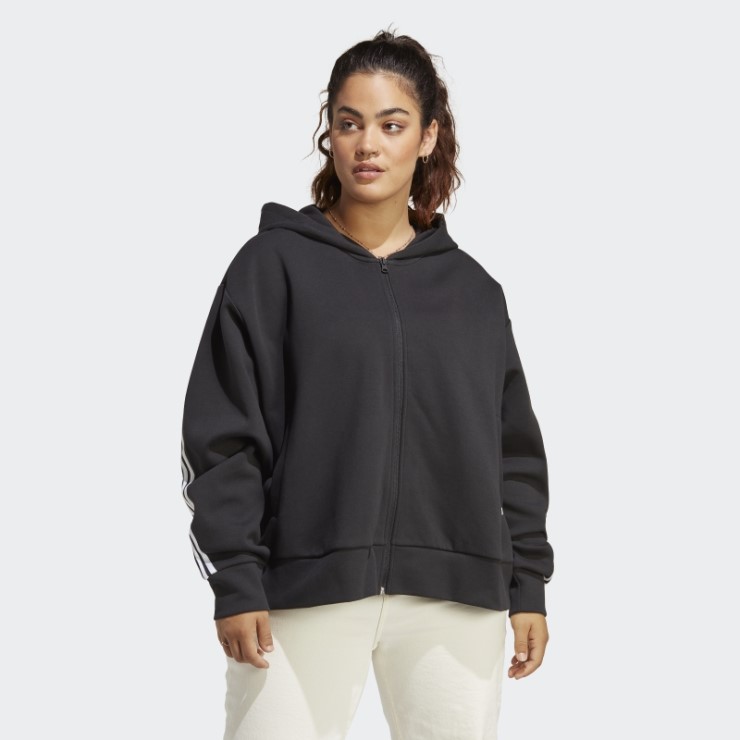 Sudadera Con Capucha Y Cremallera Completa De 3 Rayas De Iconos De Futuro Negros (talla Grande) Adidas