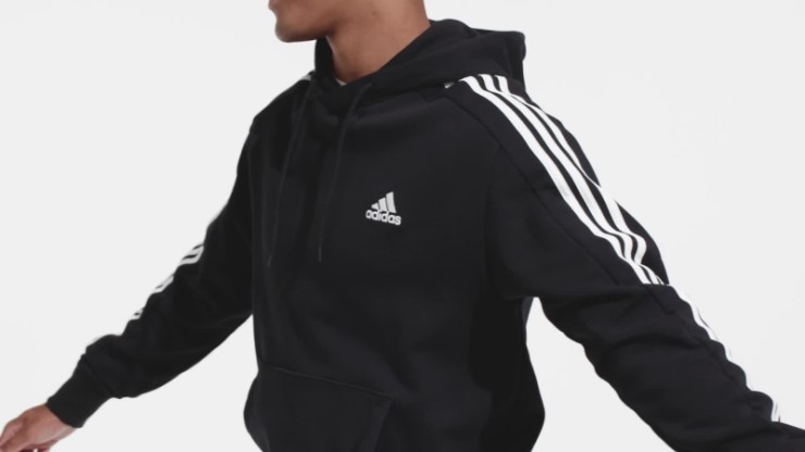 Sudadera Con Capucha Essentials French Terry 3 Rayas Negro Adidas