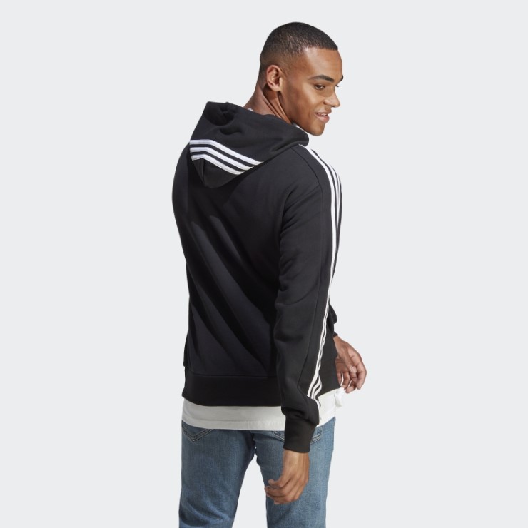 Sudadera Con Capucha Essentials French Terry 3 Rayas Negro Adidas