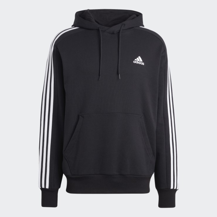 Sudadera Con Capucha Essentials French Terry 3 Rayas Negro Adidas
