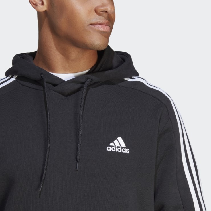 Sudadera Con Capucha Essentials French Terry 3 Rayas Negro Adidas
