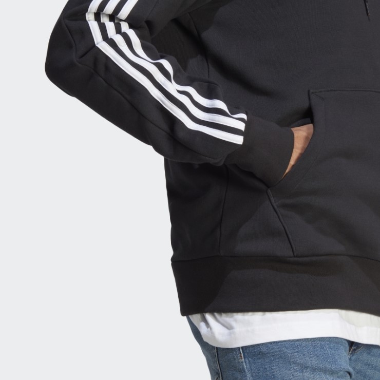 Sudadera Con Capucha Essentials French Terry 3 Rayas Negro Adidas