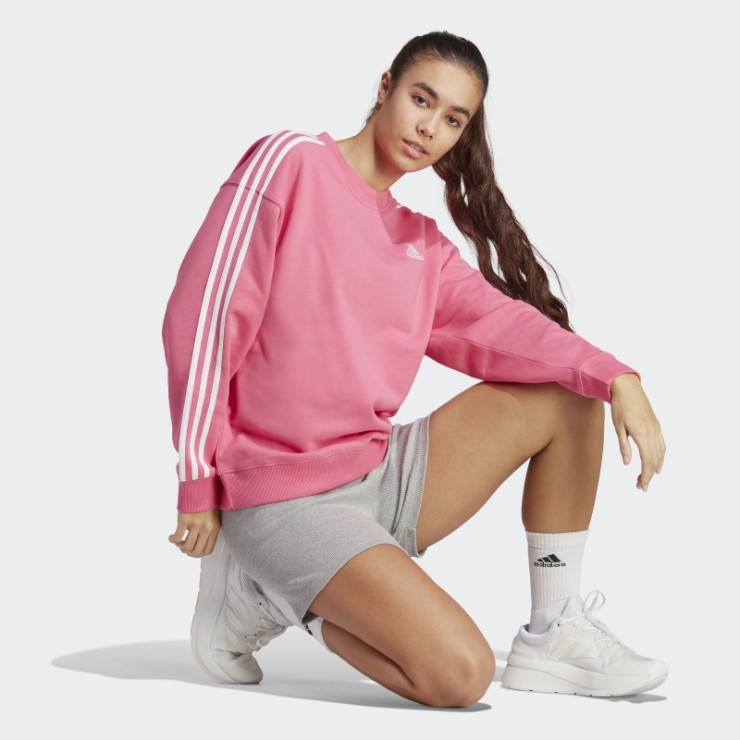 Sudadera Adidas Essentials 3 Rayas Magenta