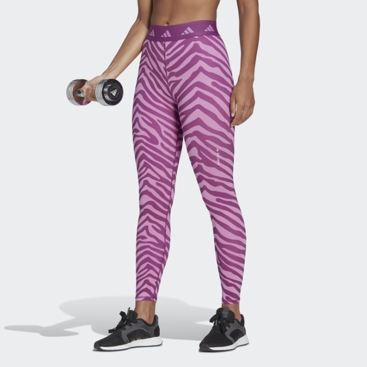 Adidas Hyperglam Techfit High-waisted 7/8 Zebra Leggings Lila
