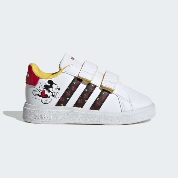Blanco Adidas X Disney Grand Court Mickey Zapatos Con Velcro