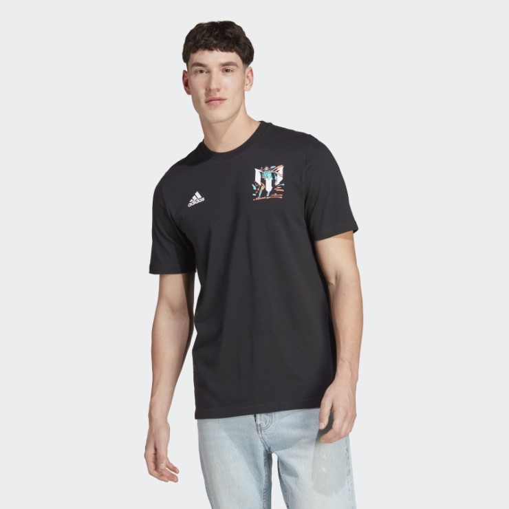 Camiseta Negra Con Gráfico De Icono De Fútbol De Adidas Messi