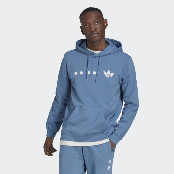 Adidas Sudadera Con Capucha Azul Alterada Con Logo De Recuperación