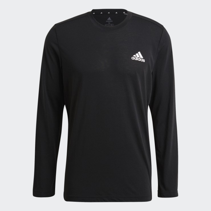Negro Adidas Aeroready Diseñado 2 Move Feelready Sport Camiseta De Manga Larga