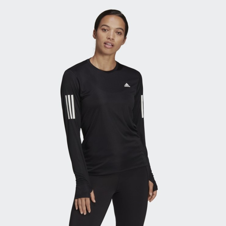 Adidas Own The Run Camiseta De Manga Larga Negra De Moda