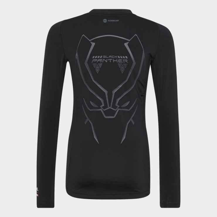 Camiseta Adidas Marvel Black Panther Techfit Manga Larga Negro