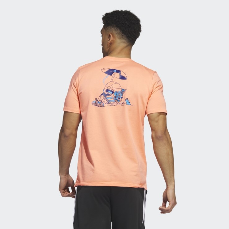 Camiseta De Baloncesto De Manga Corta Con Gráfico De Vacaciones De Primavera Lil Stripe Adidas Coral