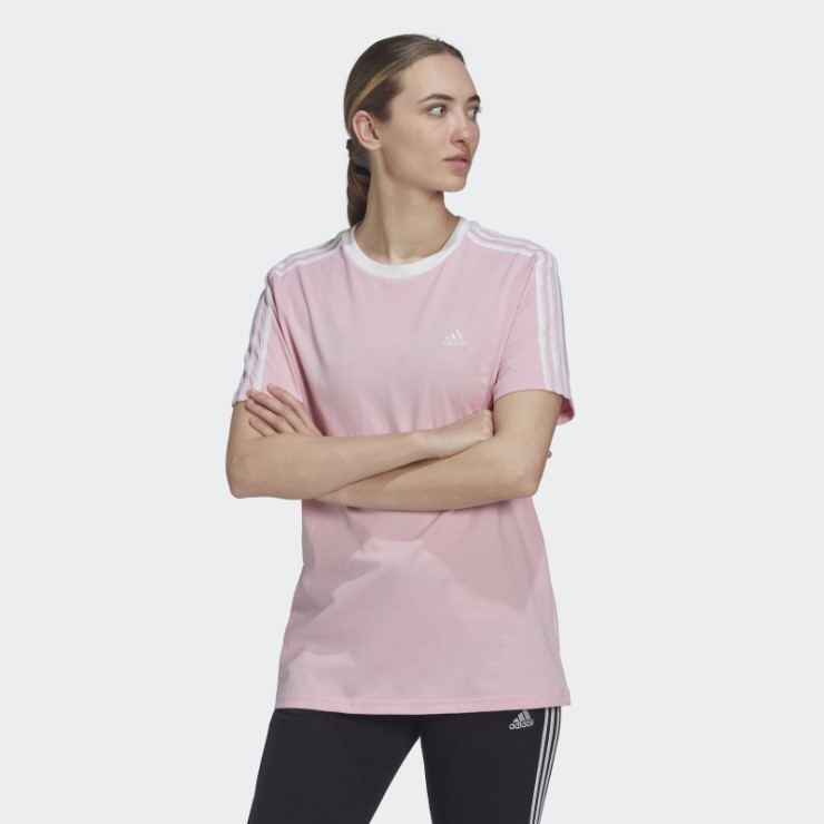 Camiseta Essentials 3 Rayas Adidas True Pink