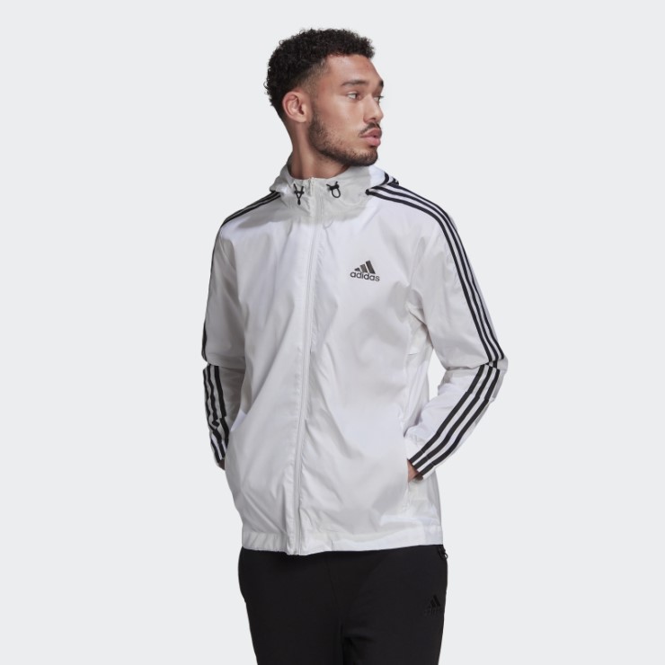 Chaqueta Cortavientos Tejida Con 3 Rayas Essentials En Blanco De Adidas