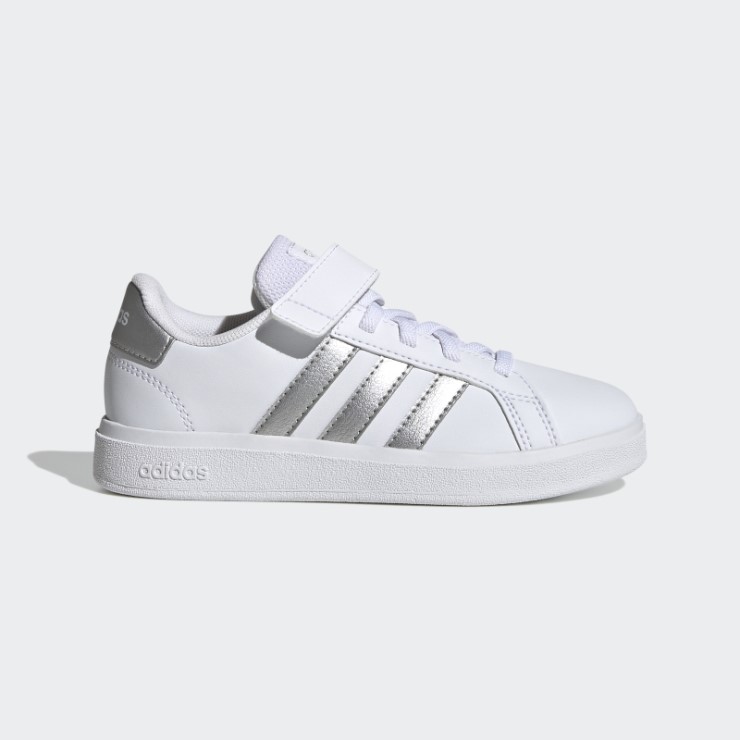 Adidas Grand Court Blancas Con Cordones Elásticos Y Correa Superior