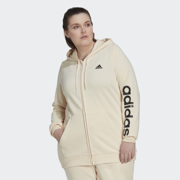 Sudadera Con Capucha Y Cremallera Completa Con Logo Adidas Essentials En Tono Crudo (talla Grande)