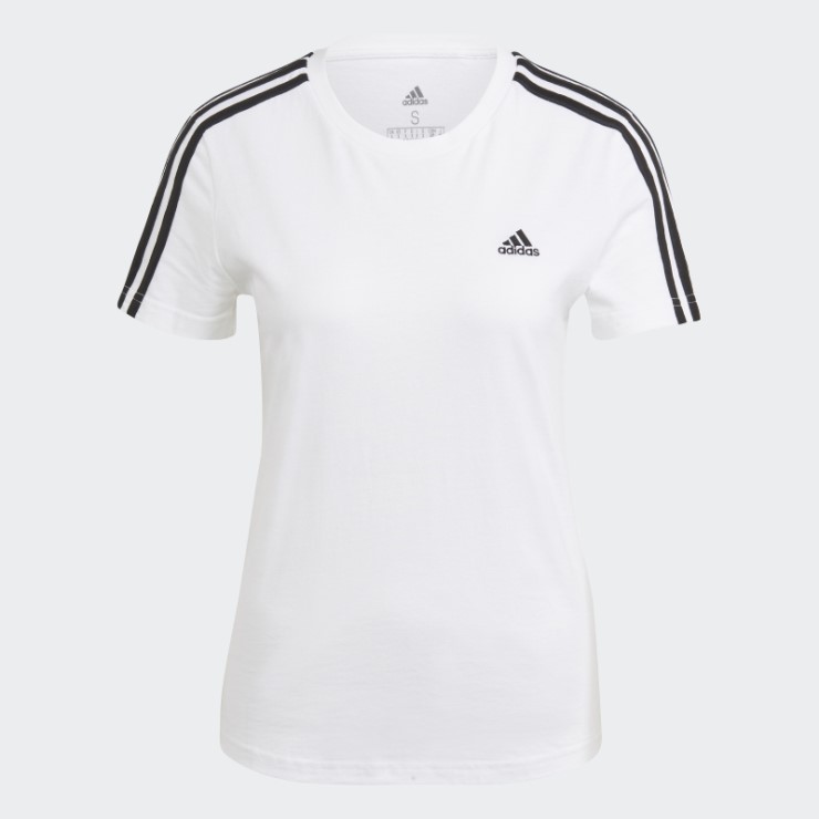 Camiseta Blanca Adidas Essentials Slim 3 Rayas