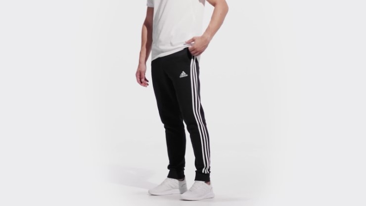 Pantalones Adidas Con 3 Rayas Y Puños Cónicos De Felpa Francesa Essentials Tinta De Adidas