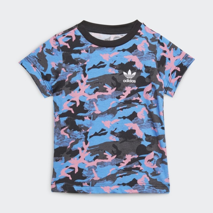 Camiseta Azul Con Estampado De Camuflaje Adidas