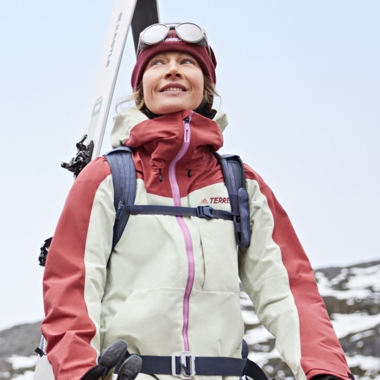 Adidas Terrex Chaqueta De Nieve De Nailon Posconsumo De 3 Capas Rojo