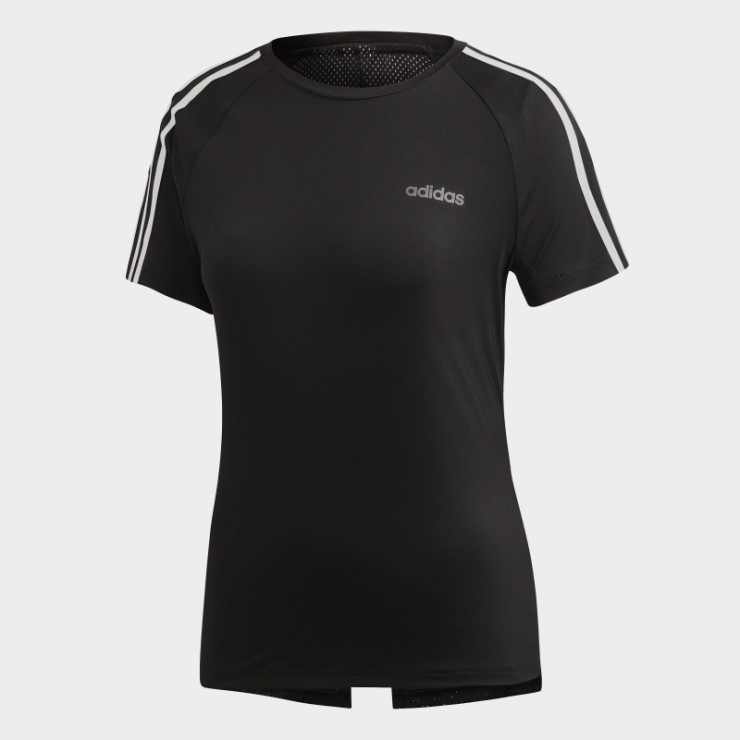 Camiseta Negra Con Diseño De 2 Movimientos De 3 Rayas Adidas