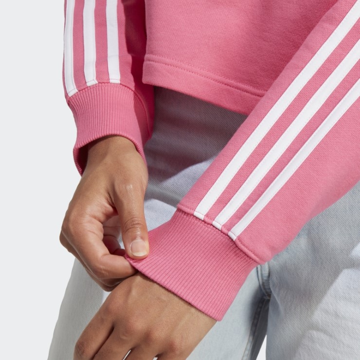 Adidas Essentials 3 Rayas French Terry Sudadera Corta Con Capucha Magenta