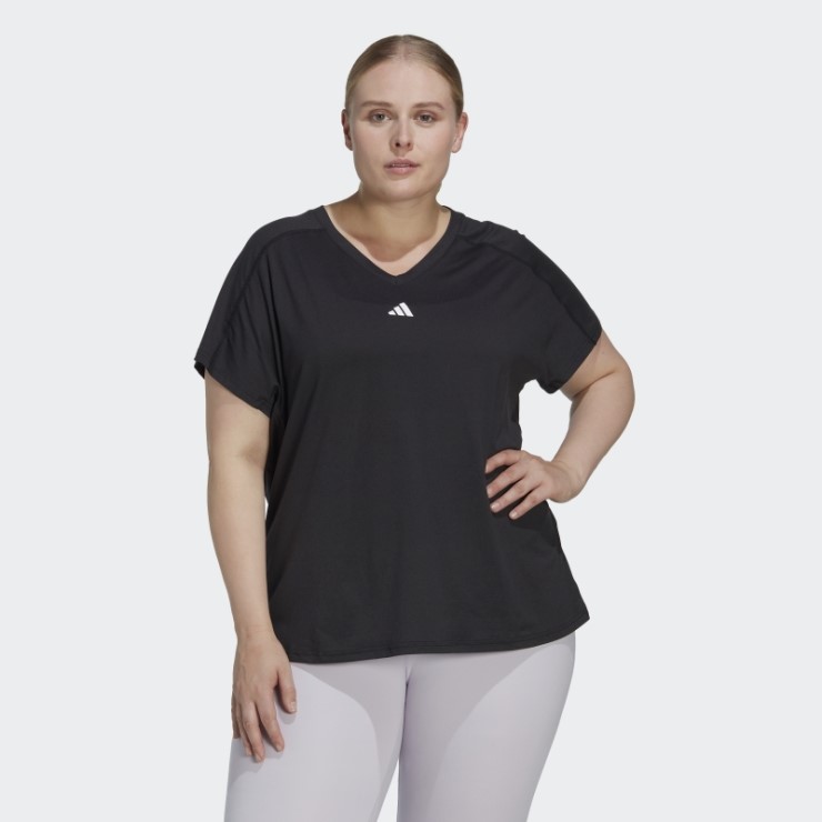 Aeroready Train Essentials Minimal Branding Camiseta Con Cuello En V (talla Grande) Adidas Negro