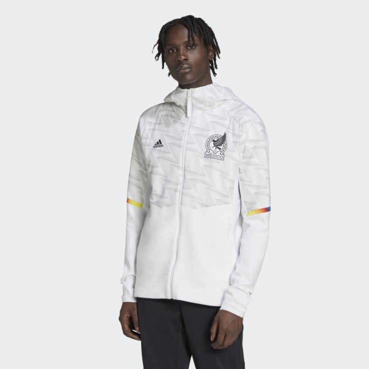 Adidas Mexico Game Day Sudadera Con Capucha De Viaje Con Cremallera Completa Blanco