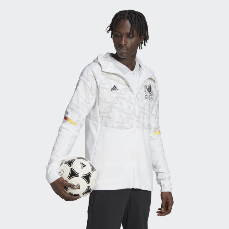 Adidas Mexico Game Day Sudadera Con Capucha De Viaje Con Cremallera Completa Blanco