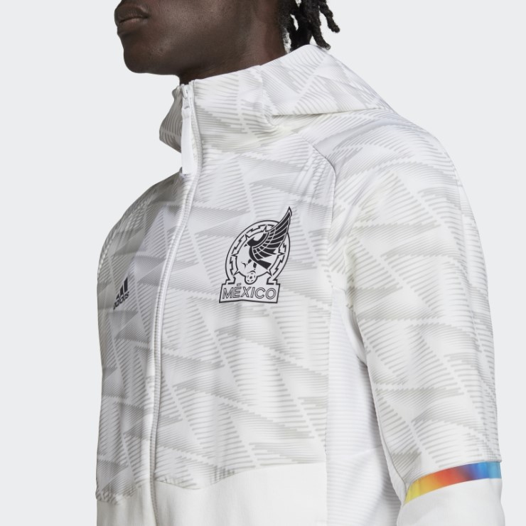 Adidas Mexico Game Day Sudadera Con Capucha De Viaje Con Cremallera Completa Blanco
