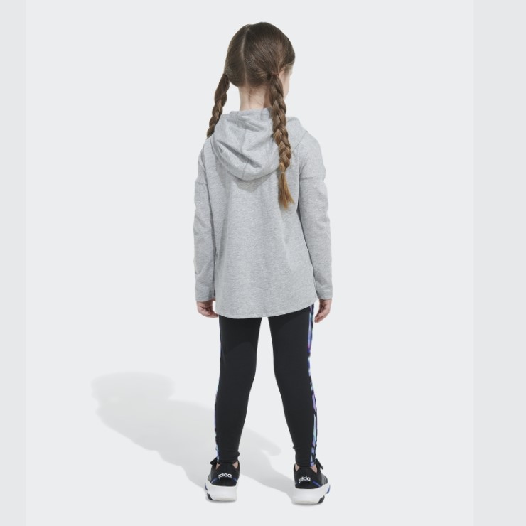 Adidas Ls Hood Tee Tight Set Gris Jaspeado