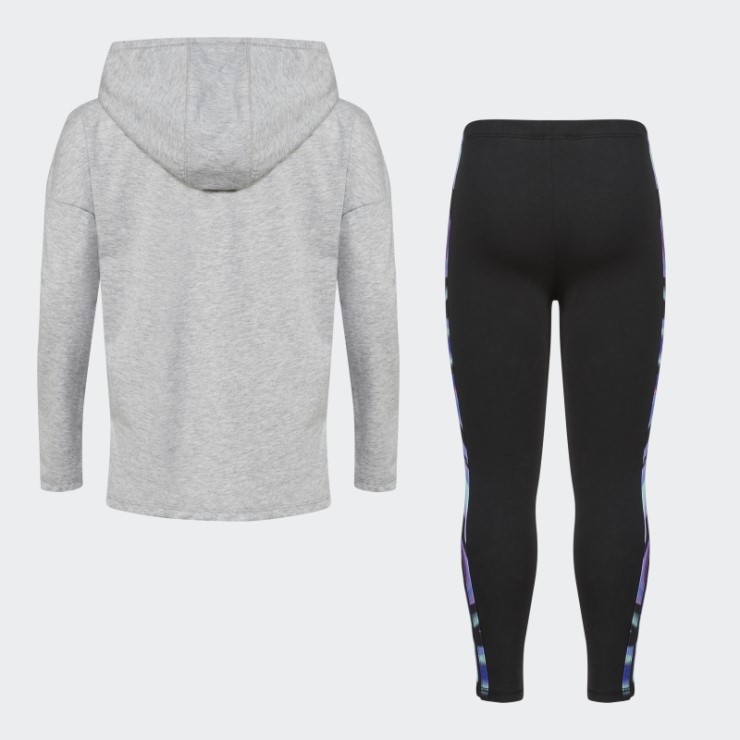 Adidas Ls Hood Tee Tight Set Gris Jaspeado