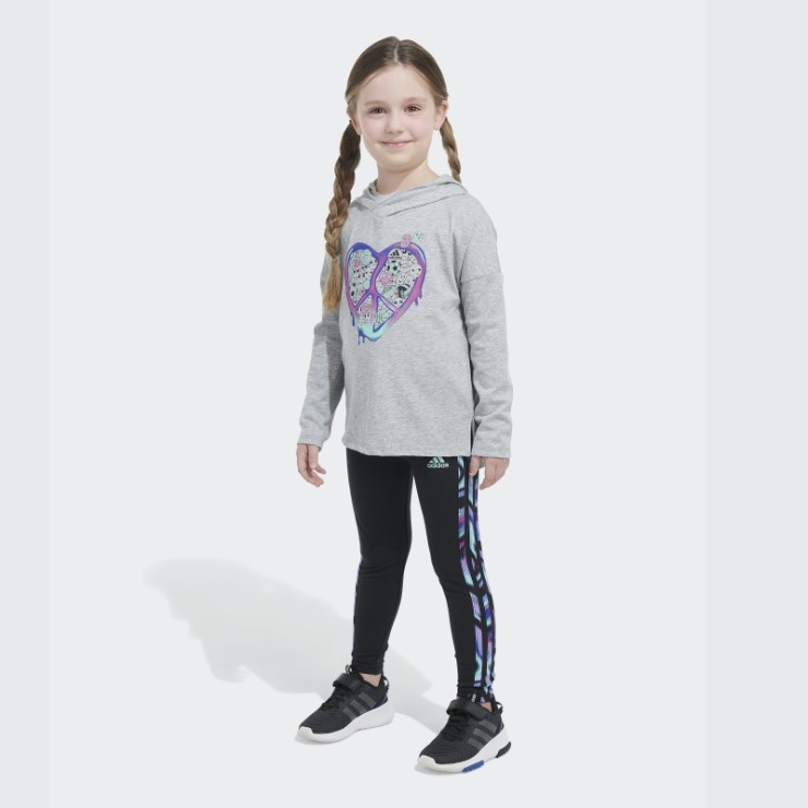 Adidas Ls Hood Tee Tight Set Gris Jaspeado