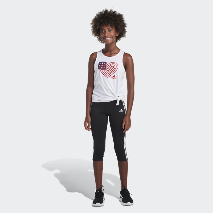 Adidas Camiseta Sin Mangas Blanca Con Lazo En El Frente