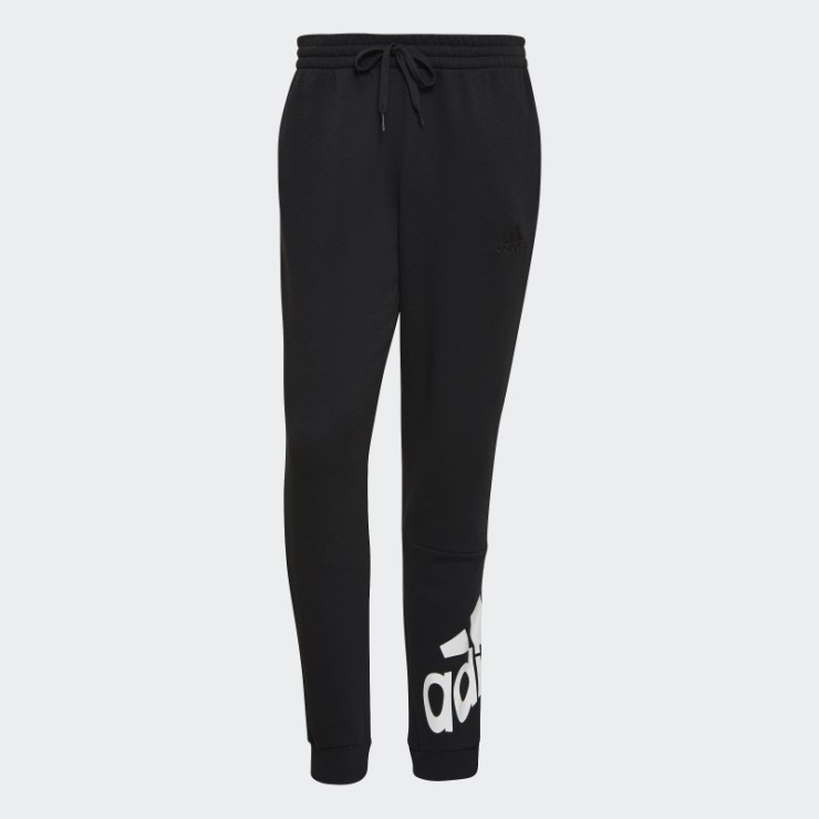 Adidas Essentials - Pantalones De Forro Polar Con Logo En Los Puños Cónicos, Color Negro