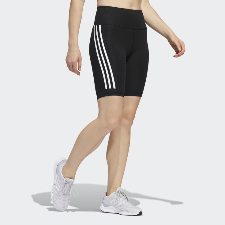 Leggings Cortos De Bicicleta Con 3 Rayas De Optime Trainicons Adidas Negro