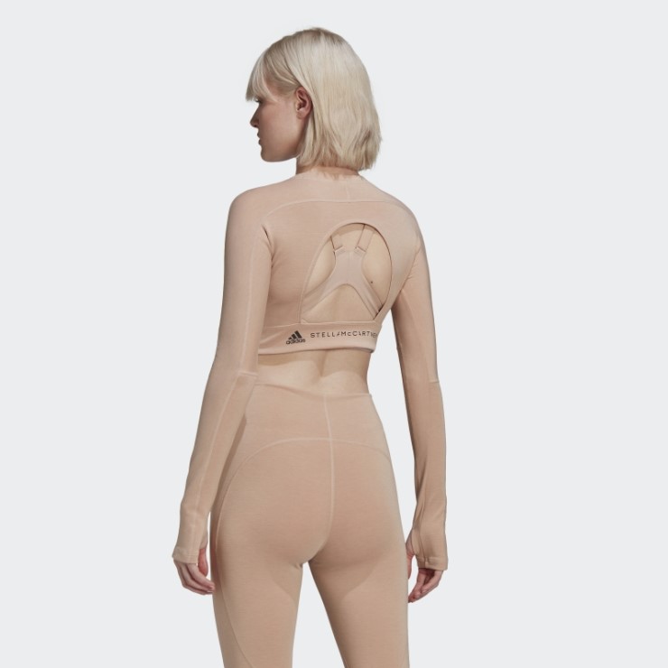 Adidas By Stella Mccartney Truestrength Cropped Manga Larga Ceniza Perla Caliente
