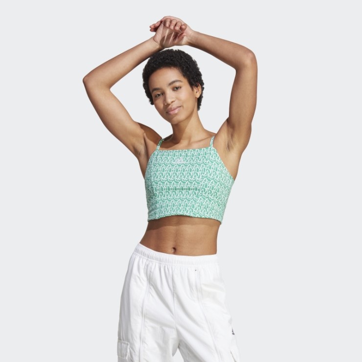 Playera Sin Mangas Con Estampado De Corsé Inspirado En Adidas De Color Verde Cancha