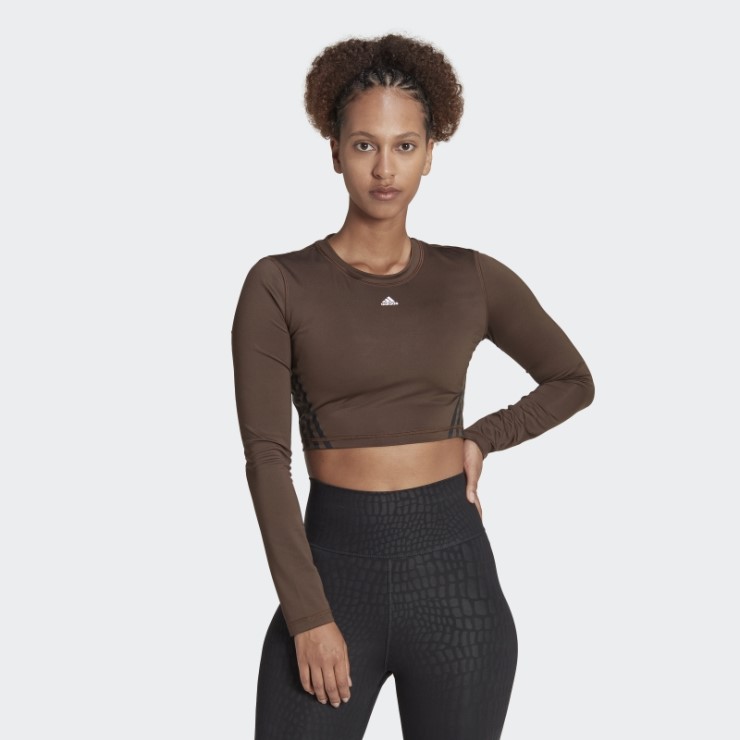 Camiseta De Manga Larga Con 3 Rayas De Trainicons Adidas Marrón