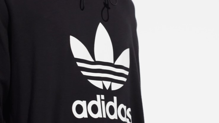 Adidas Sudadera Con Capucha De Tela Clásica Con Trébol De Choque Adicolor Negro